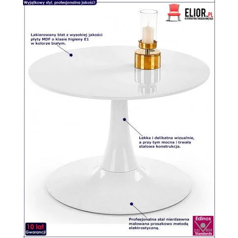 Fotografia Okrągła biała ława Metris z kategorii Stoliki kawowe