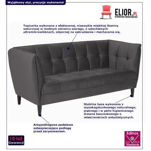 Fotografia Pikowana sofa Brokis - ciemoszara z kategorii Kanapy i sofy