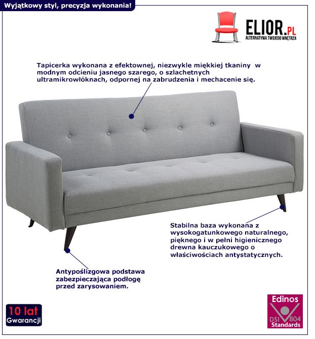 Skandynawska sofa Marona - szara