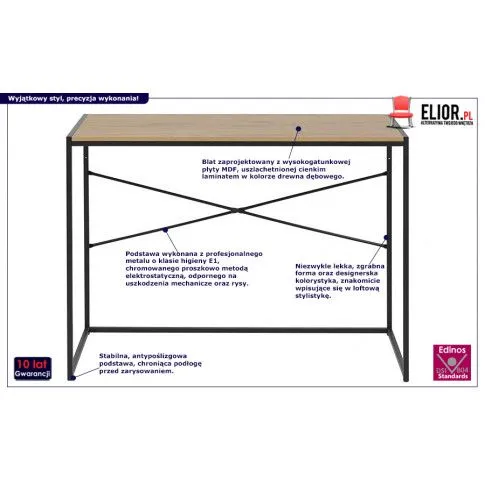Fotografia Loftowe biurko Medox - dąb z kategorii Biurka