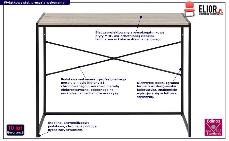 Minimalistyczne biurko Esmond - dąb sonoma