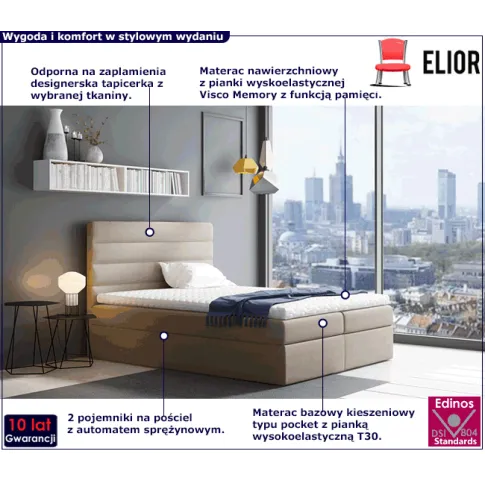 Kontynentalne łóżko z zagłówkiem 120x200 Hero