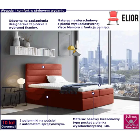 Kontynentalne łóżko z zagłówkiem 160x200 Hero