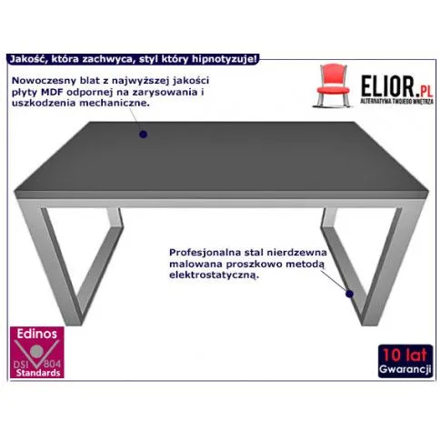 Fotografia Prostokątny stół Beril 120x60 - szary z kategorii Stoły