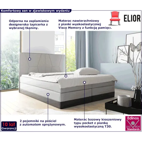 Kontynentalne łóżko z zagłówkiem 140x200 Domino