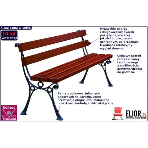 Fotografia Ławka ogrodowa Nordia 3X 180cm - 7 kolorów z kategorii Stoły, krzesła, ławki