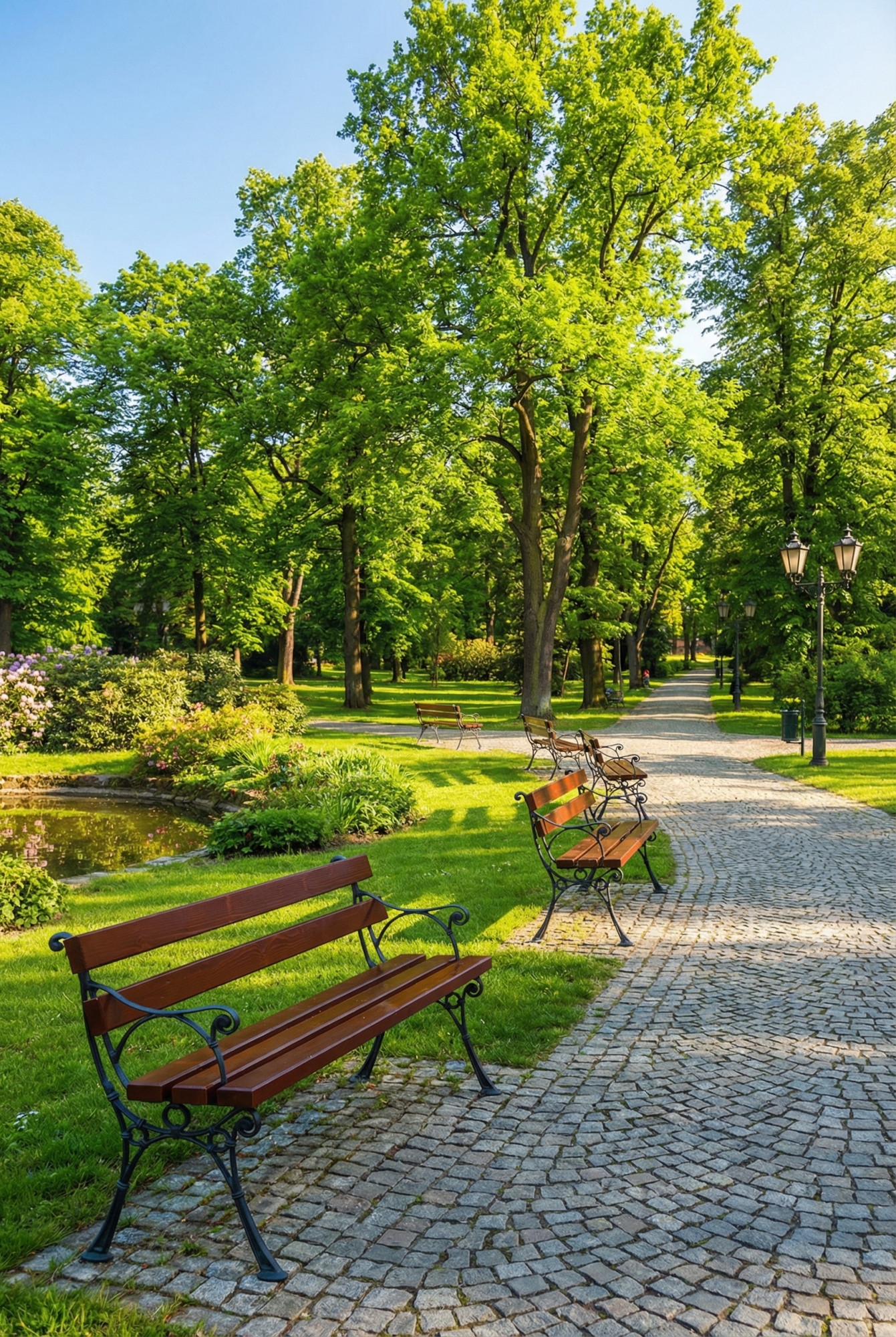 Ławki ogrodowa Nordia 4X z podłokietnikiem w parku