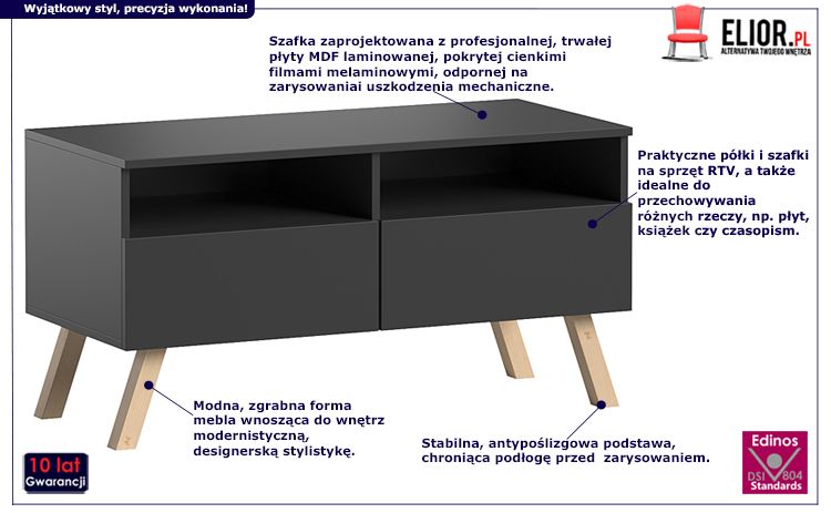 Stylowa szafka RTV Carlo - czarna