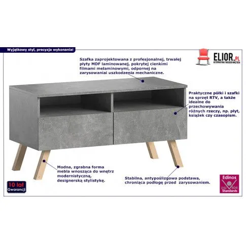 Fotografia Loftowa szafka RTV Palmira - beton z kategorii Szafki