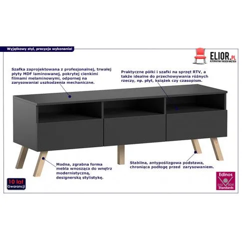 Fotografia Elegancka szafka RTV Palmira 2X - czarna z kategorii Regały, szafy, komody