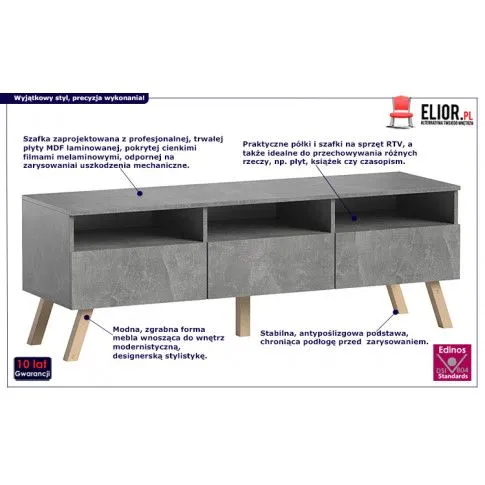 Fotografia Elegancka szafka RTV Carlo 2X - beton z kategorii Szafki