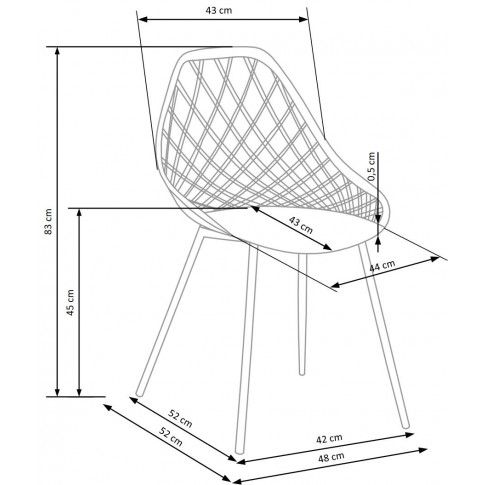 Szczegółowe zdjęcie nr 6 produktu Krzesło druciane Inder - ciemny popiel