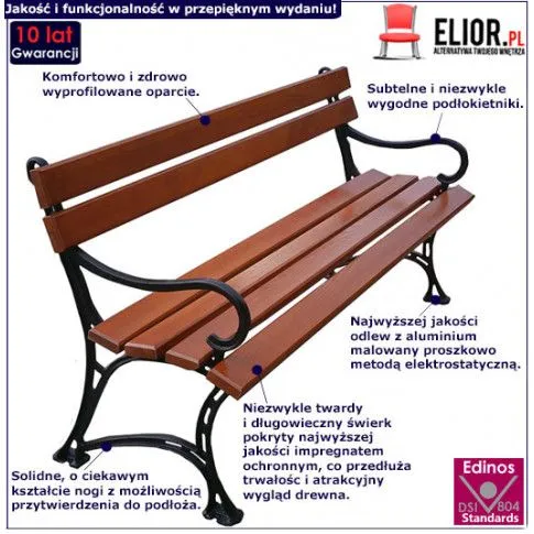 Fotografia Aluminiowa ławka ogrodowa Novesa 3X 180 cm - 7 kolorów z kategorii Ławki ogrodowe