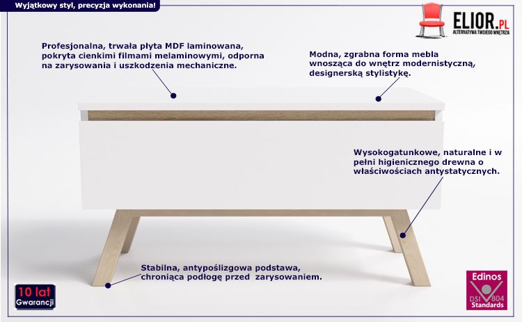 Skandynawska komoda Egna - biała