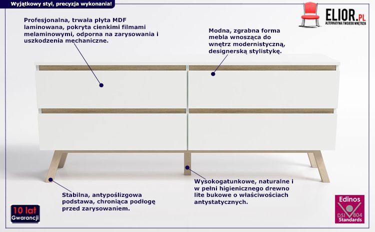 Stylowa komoda Enna 2X - biała