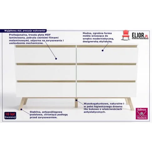 Fotografia Skandynawska komoda na nóżkach Verita 3X - biała z kategorii Komody