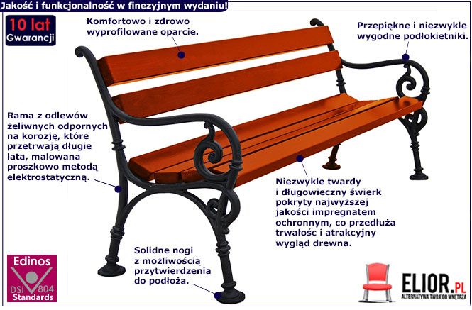 ławka parkowa ogrodowa Fabio 2x