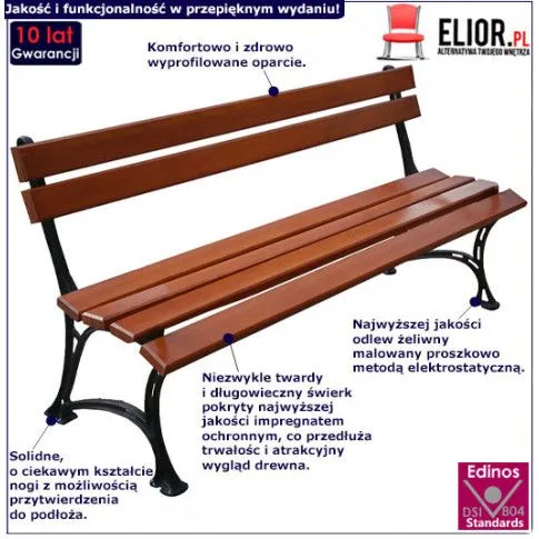 Fotografia Żeliwna ławeczka parkowa Novesa 4X 150cm - 7 kolorów z kategorii Ławki ogrodowe