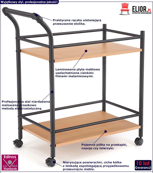 Barek na kółkach z rączką i półką Fakir
