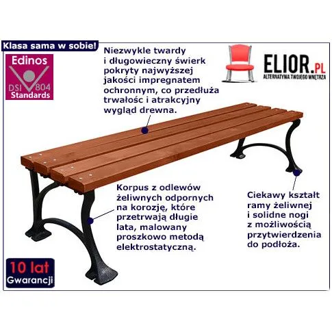 Fotografia Ławka ogrodowa Uderon 4X 180cm - 7 kolorów z kategorii Stoły, krzesła, ławki