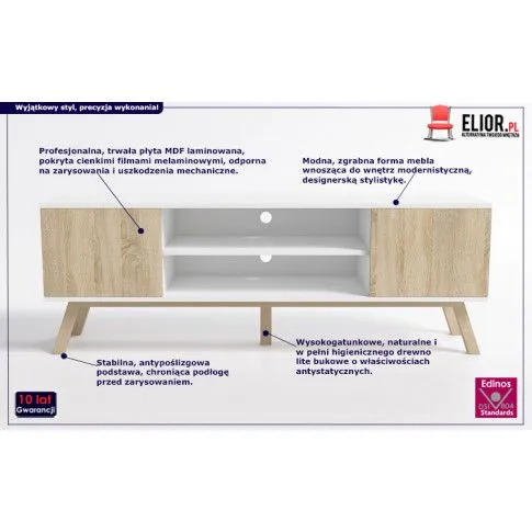 Fotografia Skandynawska szafka rtv na nóżkach Tulior - dąb sonoma z kategorii Szafki RTV