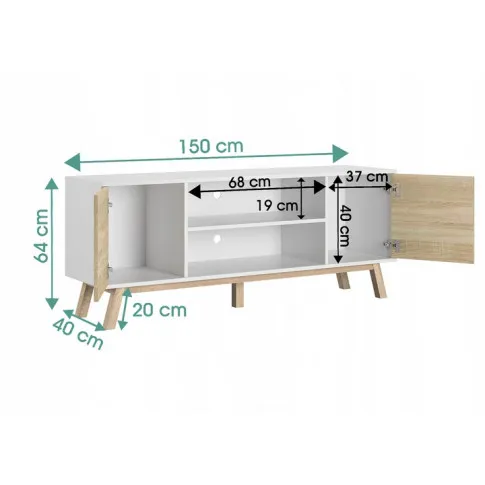 Szczegółowe zdjęcie nr 5 produktu Skandynawska szafka rtv na nóżkach Tulior - dąb sonoma