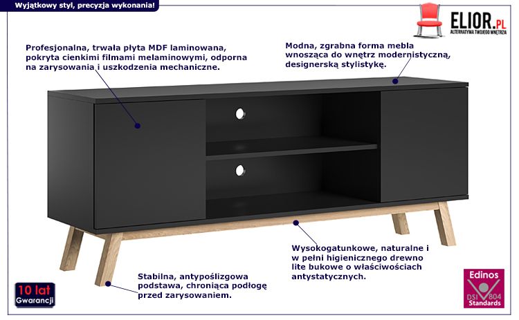 Elegancka szafka RTV - czarna