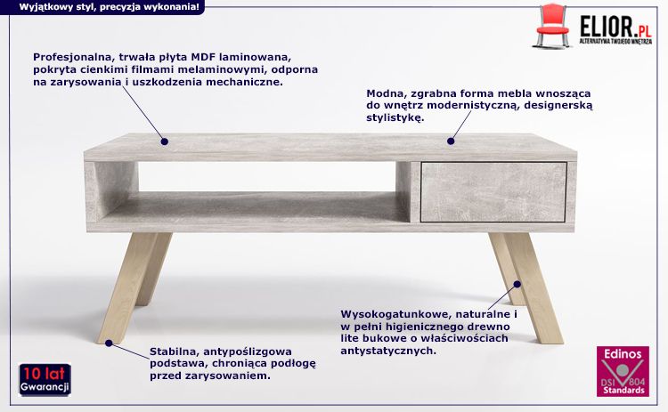 Designerska ława Ukla - beton
