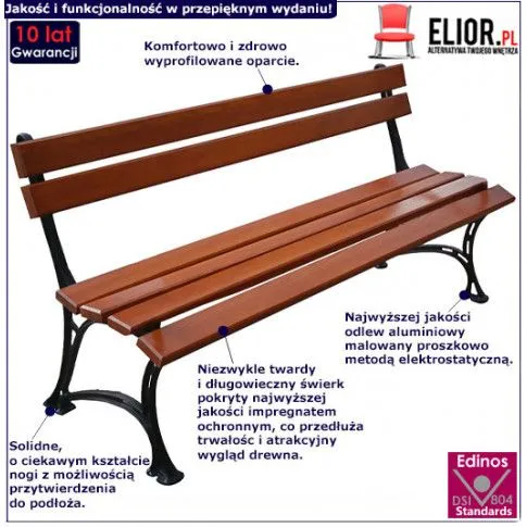 Fotografia Aluminiowa ławka ogrodowa Novesa 5X 180cm - 7 kolorów z kategorii Ławki ogrodowe
