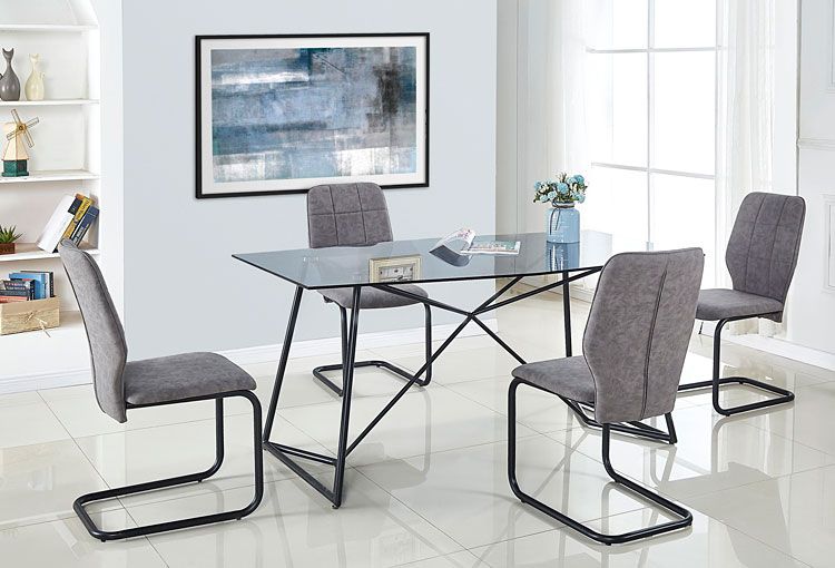 Popielate pikowane krzesło Logar