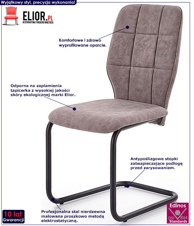 Szare krzesło industrialne Logar