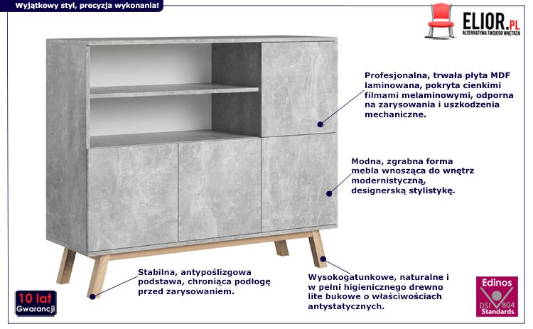 Stylowa komoda Ukla - betonowa