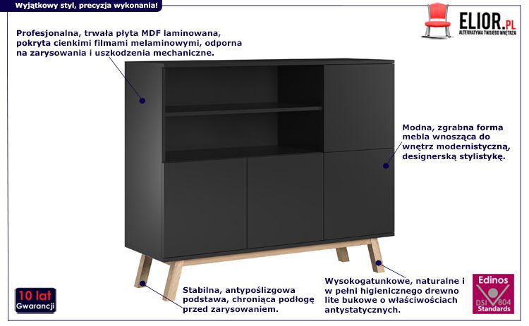 Rewelacyjna komoda Ukla - czarna