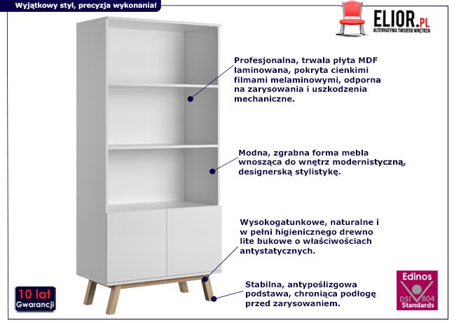 Skandynawski regał Ukla - biały