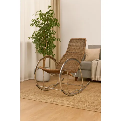 Szczegółowe zdjęcie nr 4 produktu Brązowy fotel bujany do czytania - Waldon