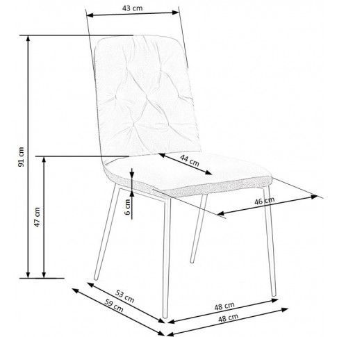 Szczegółowe zdjęcie nr 4 produktu Krzesło pikowane typu ludwik Tofos - szare