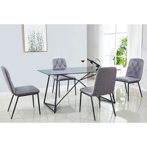 Zdjęcie szare krzesło pikowane do jadalni Victor | Edinos.pl