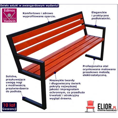 Fotografia Nowoczesna ławka parkowa Cremona 180 cm - 84 kolory z kategorii Ławki ogrodowe