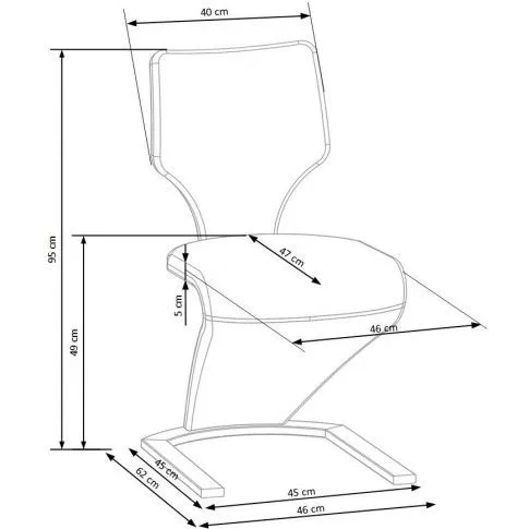 Szczegółowe zdjęcie nr 4 produktu Szare nowoczesne krzesło na płozach - Dyroli