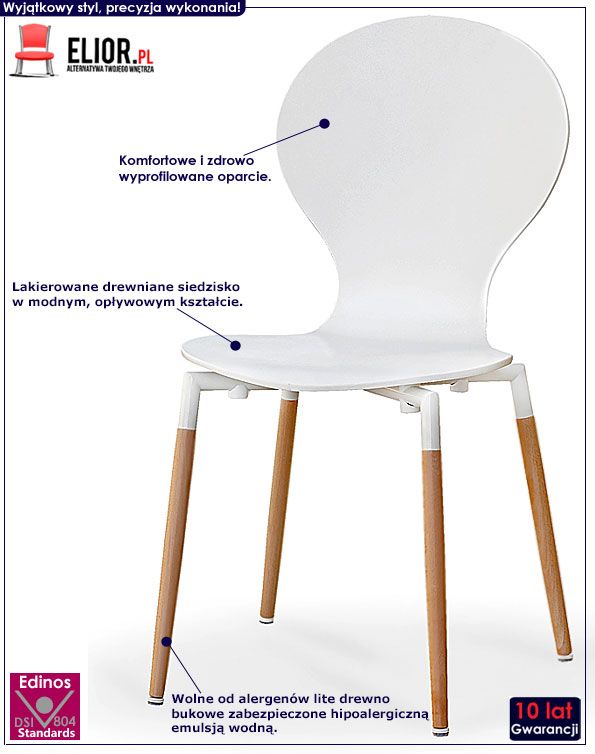białe krzesło w stylu skandynawskim do kuchni