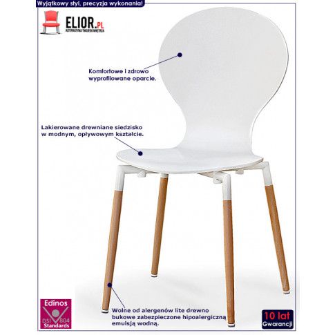 Fotografia Krzesło w stylu skandynawskim Dima - Białe z kategorii Krzesła drewniane