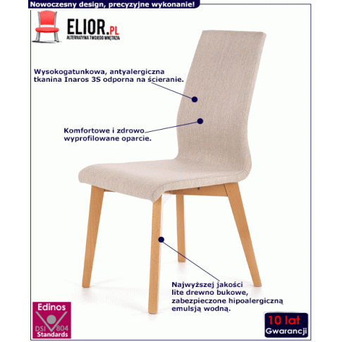 Fotografia Tapicerowane krzesło drewniane Alevri - beż + dąb miodowy z kategorii Strona główna