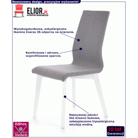 Fotografia Krzesło drewniane Alevri - popiel + biały z kategorii Krzesła