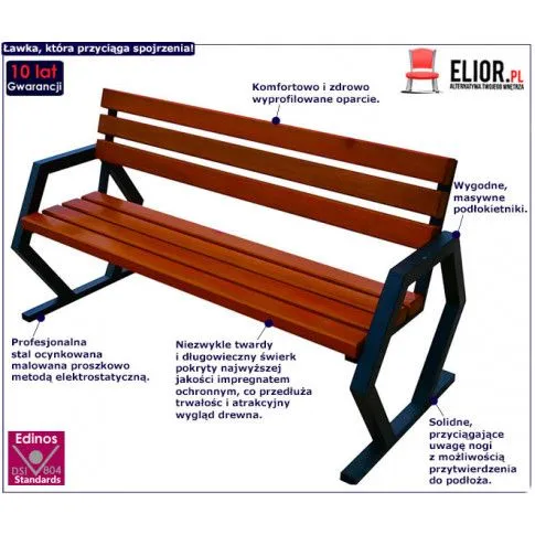Fotografia Nowoczesna ławka parkowa Flevo 180 cm - 84 kolory z kategorii Ławki ogrodowe