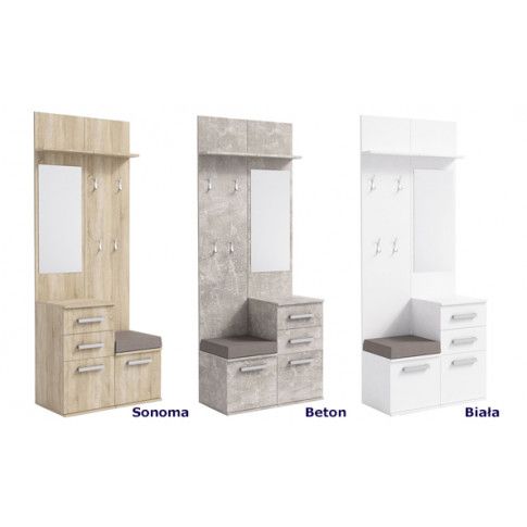 Szczegółowe zdjęcie nr 4 produktu Skandynawska garderoba z szafką na buty + siedzisko Dimmi - biała
