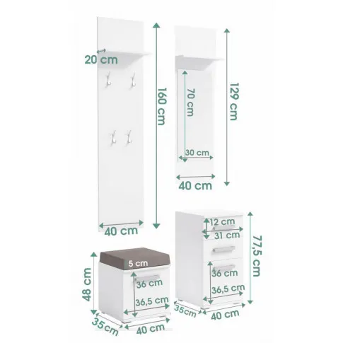 Szczegółowe zdjęcie nr 5 produktu Minimalistyczna garderoba z szafką na buty + sedzisko Ambros - sonoma
