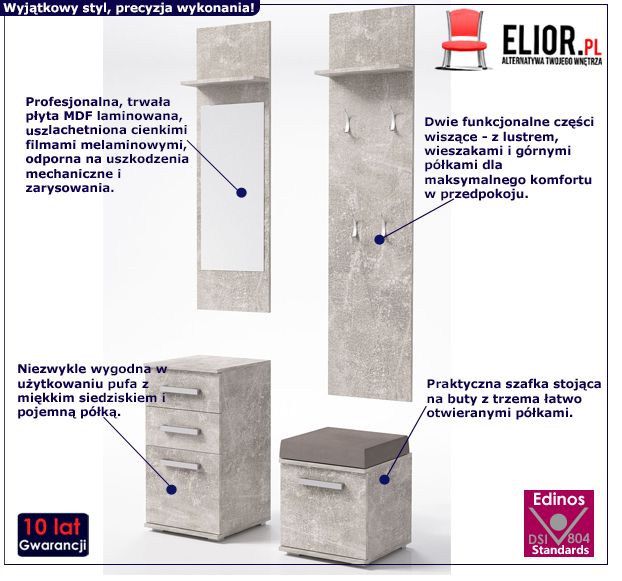 Loftowa garderoba Ambros - beton