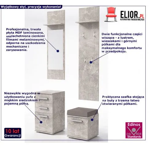 Fotografia Minimalistyczna garderoba Ambros - beton z kategorii Przedpokój