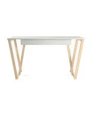 Białe drewniane biurko w stylu skandynawskim 140x60 - Molly 2X w sklepie Edinos.pl