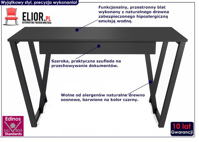 czarne minimalistyczne biurko